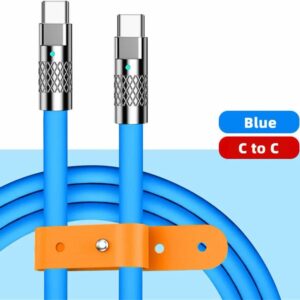 کابل سیلیکونی ۱۲۰ وات (USB-C به USB-C) طول ۱ متر - رنگ آبی